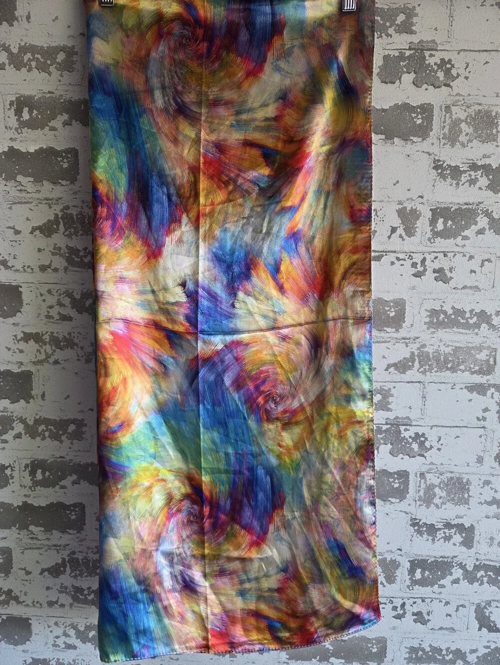 Reversible Abstract Floral Swirl Silk Feel Scarf